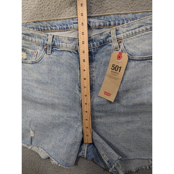 Levi's 501 Jean Shorts Womens 18W High Rise Raw Hem Distressed Cutoff Style - Picture 13 of 16